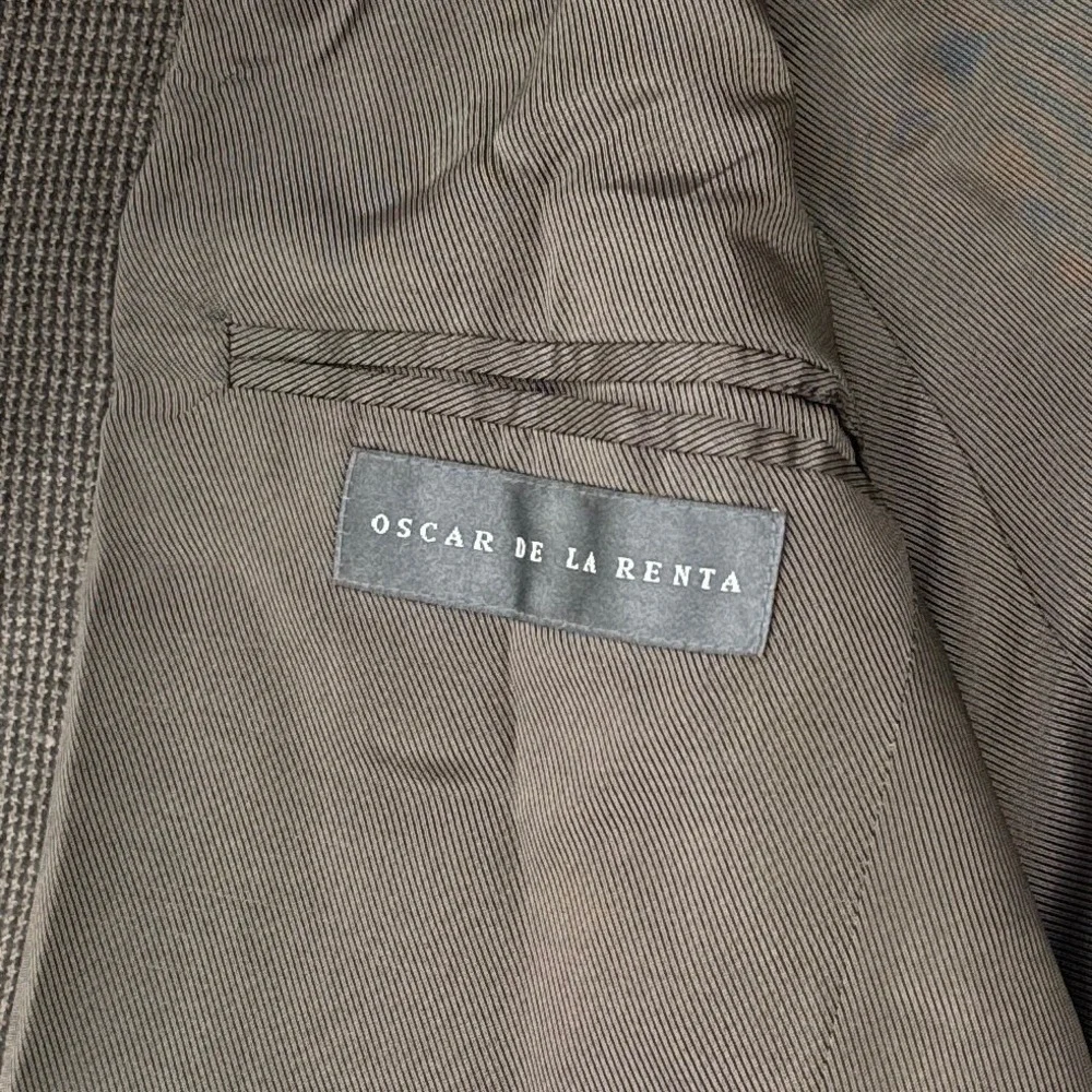 Oscar‎ de la Renta Mens Blazer 44R Gray Micro Houndstooth Two Button Sport Coat
